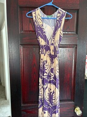 Hoss Intropia Purple & Cream Sleeveless V-Neck Maxi Dress